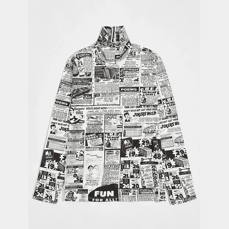 Wholesale Manufacturer Oem Printing Logo High Collar  Unisex Plus Sizes Vintage Washed Wicking Fabric Velour Long Levees T Shirt