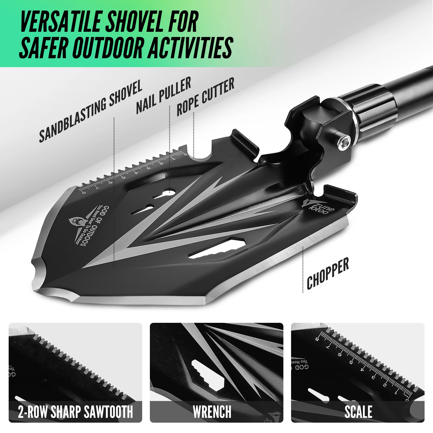High Quality Carbon Steel Multi-function Portable Survival Kits Outdoor Camping Multi Purpose Spades & Shovel Tactical