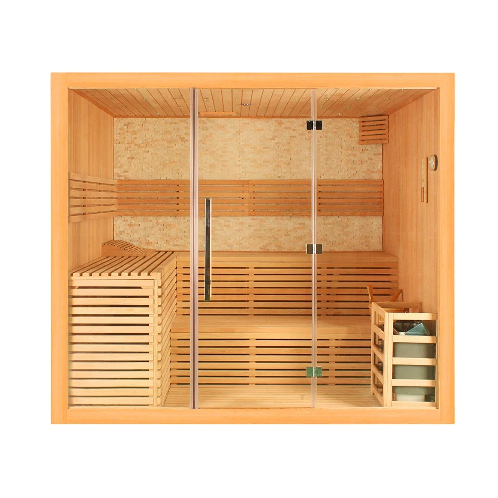 Sunrans New Economical Sauna Stove Infrared Sauna Room Outdoor Solid Wood 2 Person Dry Steam Sauna Room