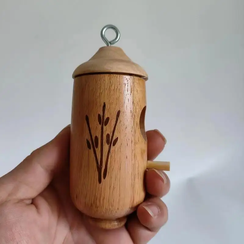 Hummingbird House for Outside Hanging Wood Bird Nest with Metal Hook Perch Natural Wood Material Garden Decoration