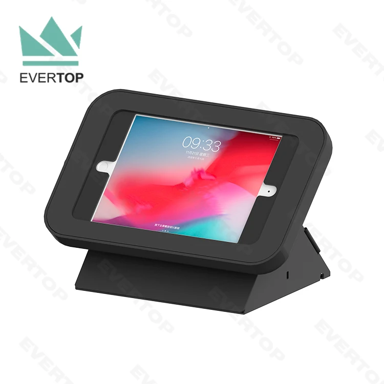 LST09-P Desktop for iPad Security Display Tablet Stand Kiosk Anti-theft Tablet Kiosk for iPad Mini Pro Air with Power Bank Space