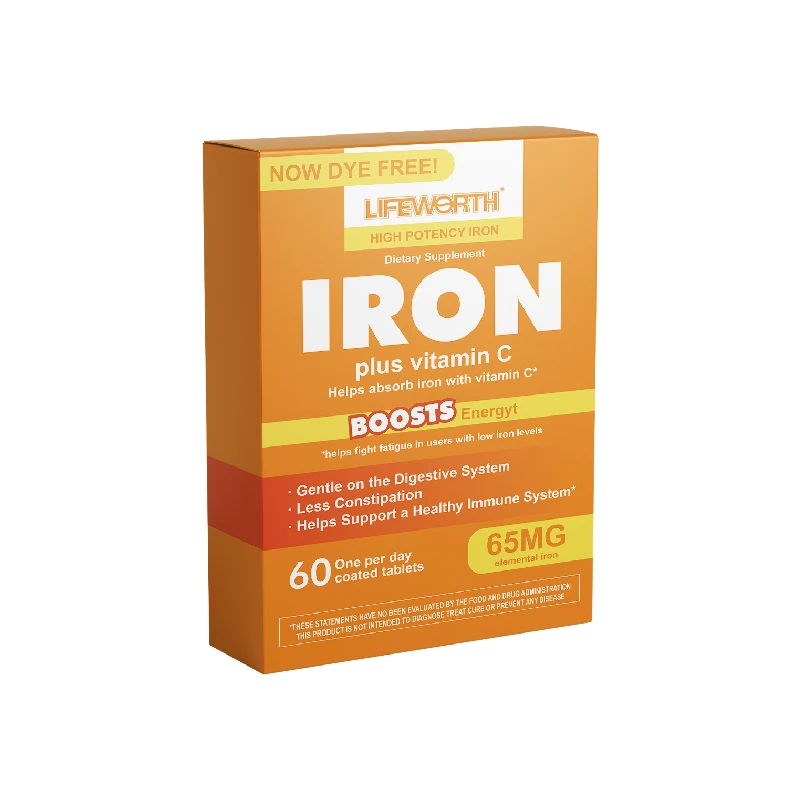 LIFEWORTH Iron Supplement High Potency Iron Plus Tablet Vitamin C, Supports Red Blood Cell Production