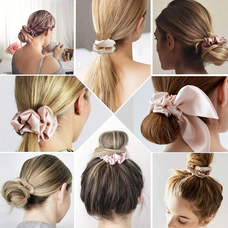 2024 Hot Seller Elastic Band Silk Head Accessories Fashion Modern Style 100% Pure Mulberry Silk Scrunchies for Hair and Skin