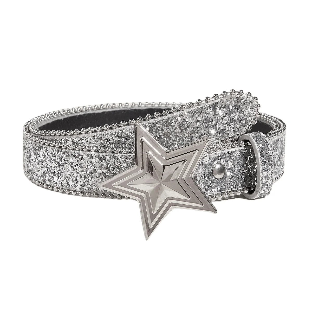 New Arrival Metal Hot Girl Jeans Belt Hip Hop Y2k Pink Shiny Star Snap Buckle Belt For Wholesale