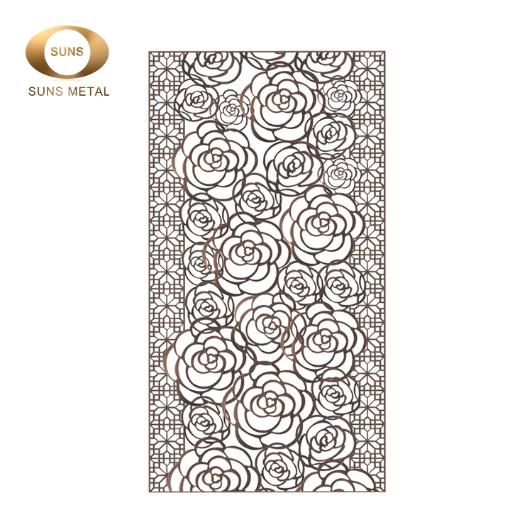 
Hotel Decorative Laser Cut Rose Pattern Partition Screen 