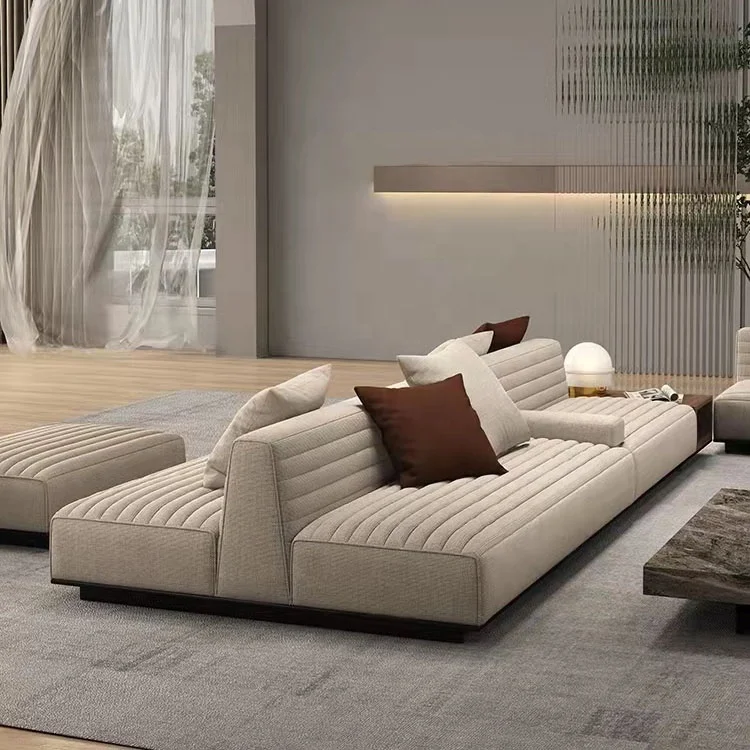 Nordic Luxury Modular Sofa Modern Living Room Furniture Fabric Leather Sofa L Shaped Sectional Sofa