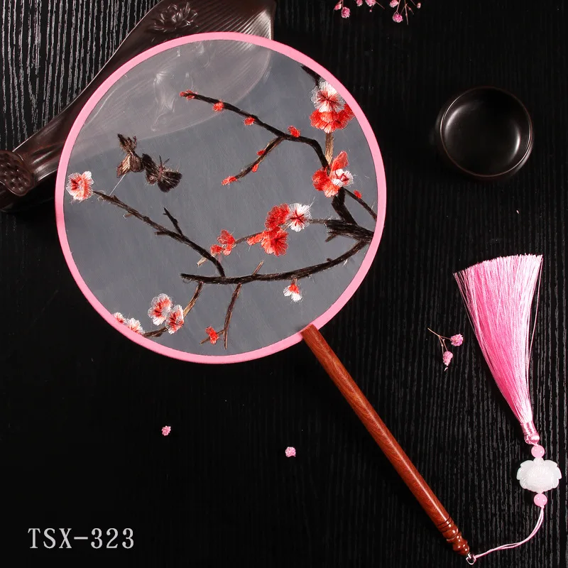 Chinese Fashion Round Bamboo Embroidery Chinese Fans Hand Fans Bulk Palace Hand Fan