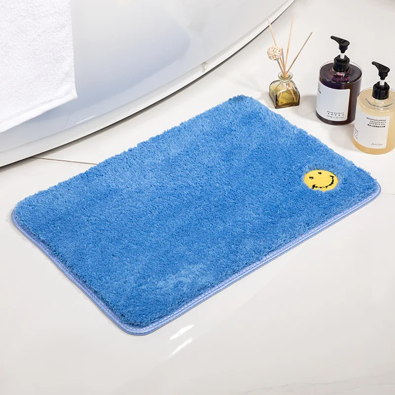 Solid Color Woven Embossed Flowers Floor Mat - Ideal for Household, Toilet, and Bathroom