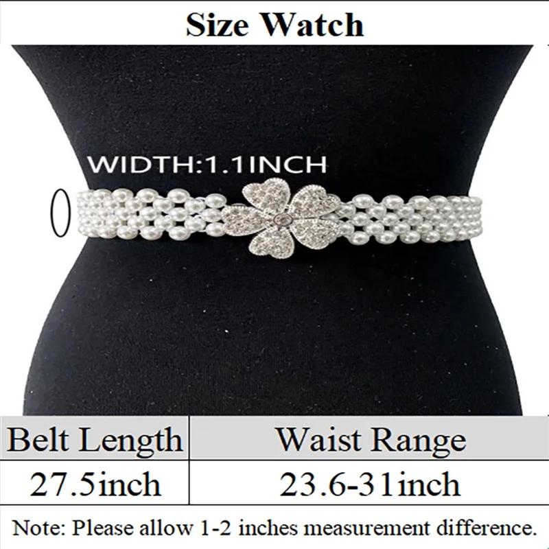 New Arrival Fashion Elastic  Flower Beaded Pearl Belts For Women Waist Chain Pearl Body Jewelry