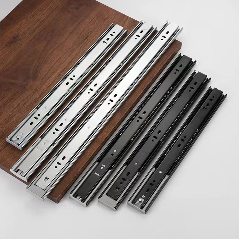 Heavy-duty drawer slide cold-rolled steel thickened drawer slide cushioned damped rail coat cabinet ball slide