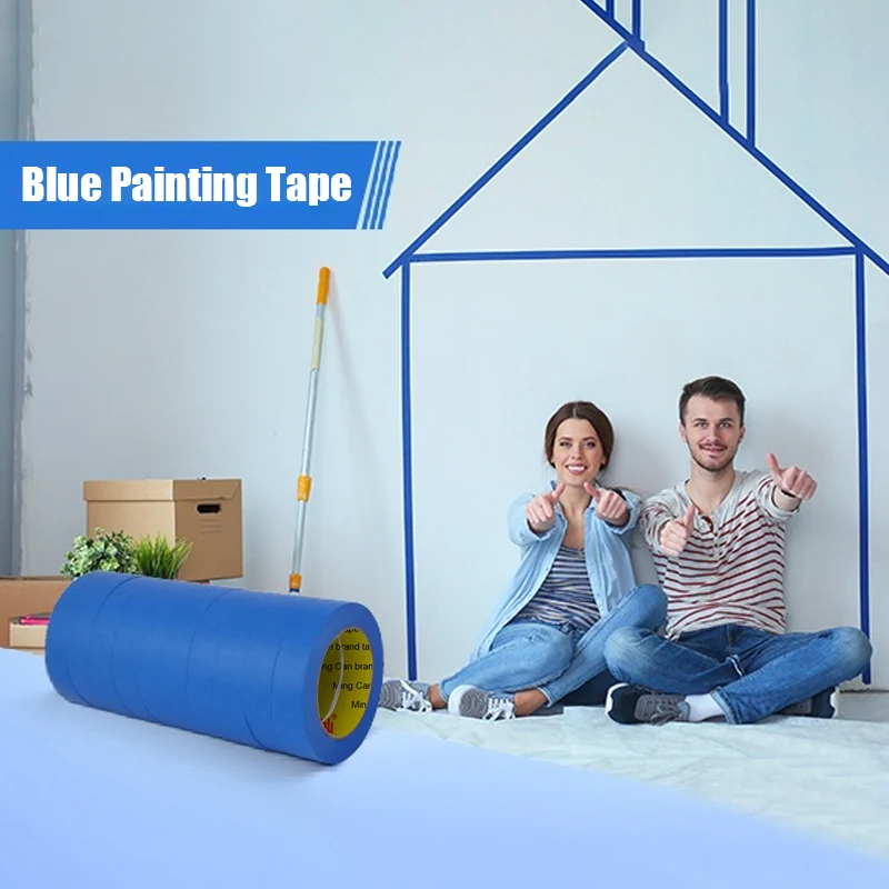 High Quality No Glue 30 Days Residue UV Resistant Blue Color Painter Paper Colored Masking Tape