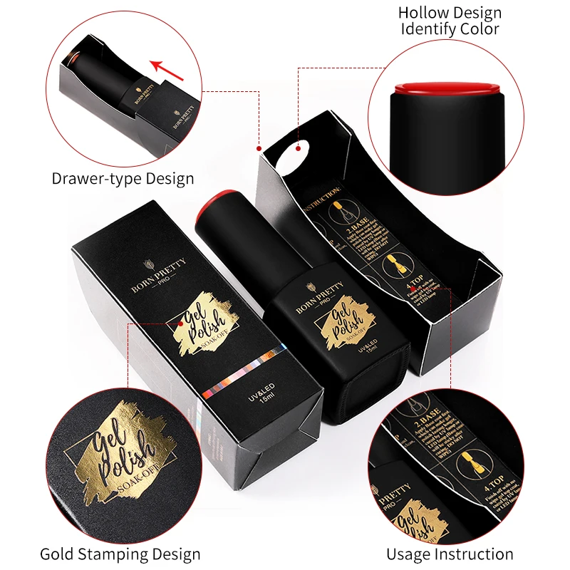 BORN PRETT Private Label 15ml Soak Off Organic Nail Gel Polish Collection 60 Colors Semi Permanent Uv Gel Nails