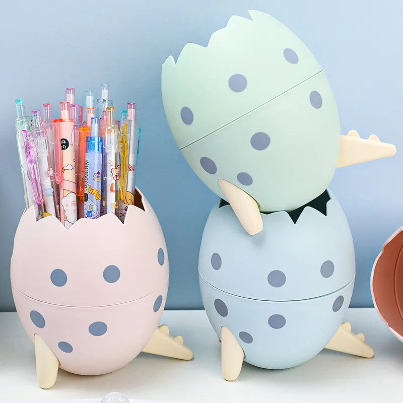 New Cartoon Dinosaur Egg Shape Desktop Storage Box Student Stationery Sundries Tube Pen Holder