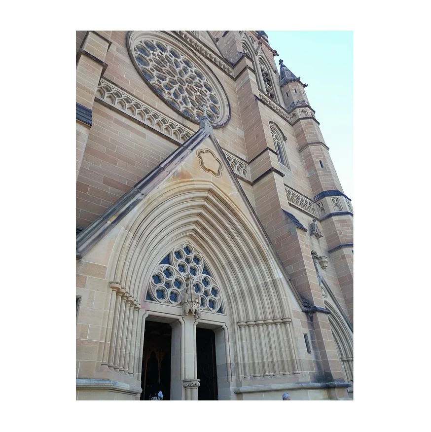 OEM Customized Project Beige Limestone Arch Exterior Marble Window Sill And House Gate Frames