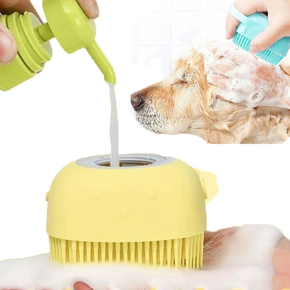 2 in 1 Soft Silicone Pet Soap Dispensing Bath Soft Silicone Pet Grooming Pet Bath Massage Brush