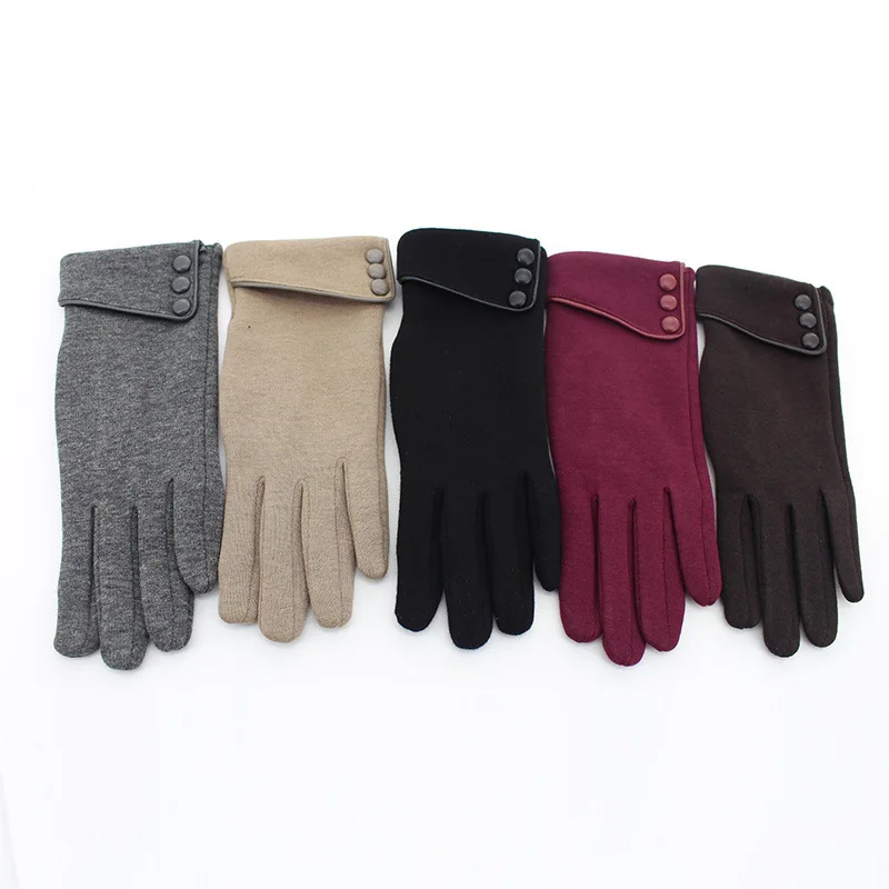 Faux Suede Glove with Button decoration on the cuff