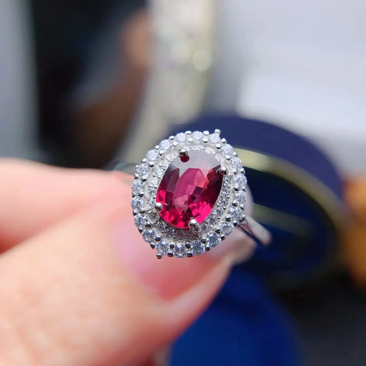 Factory Wholesale Good Price New Design Turkish 925 Sterling Silver Natural Garnet Women Star Ring