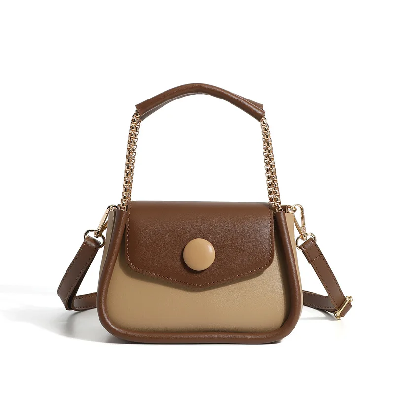 Korean Solid Color Chain Sling Bag Simple Vegan  Women Mini Shoulder Handbags Stylish Bag For Girls