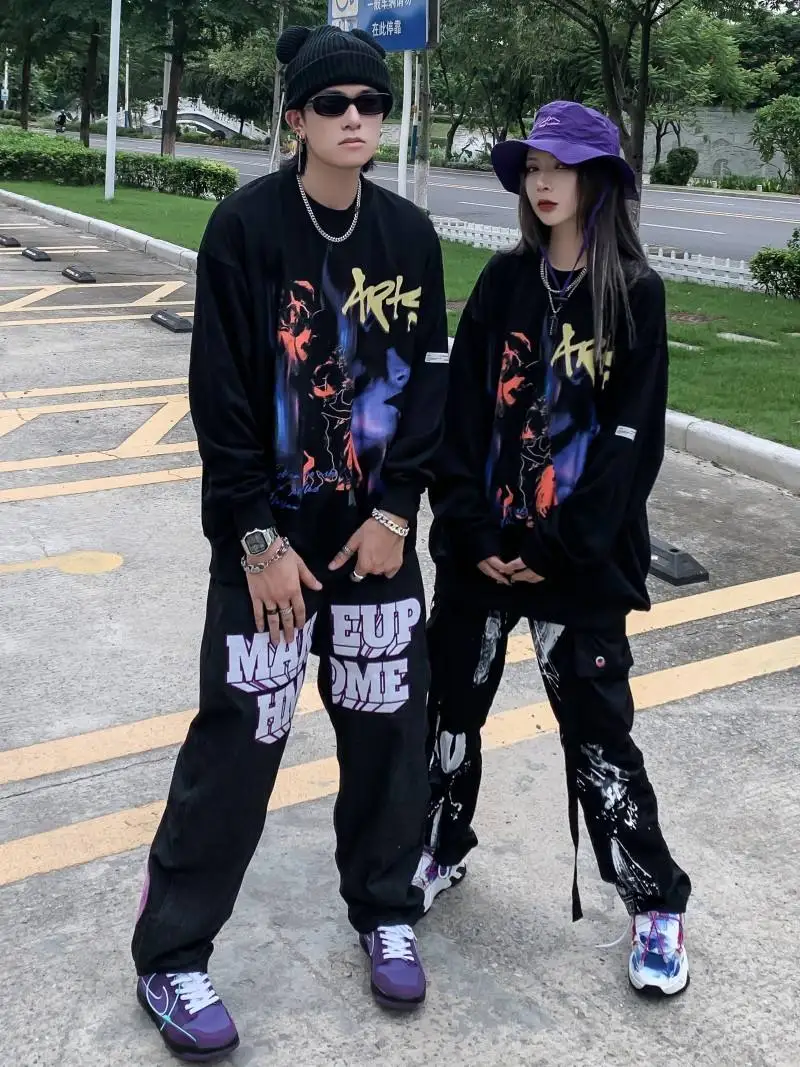 Wholesale 2023 Loose Round Neck Sweatshirts Street fashion Unisex Sports Casual Long-sleeved Bottoming Shirts