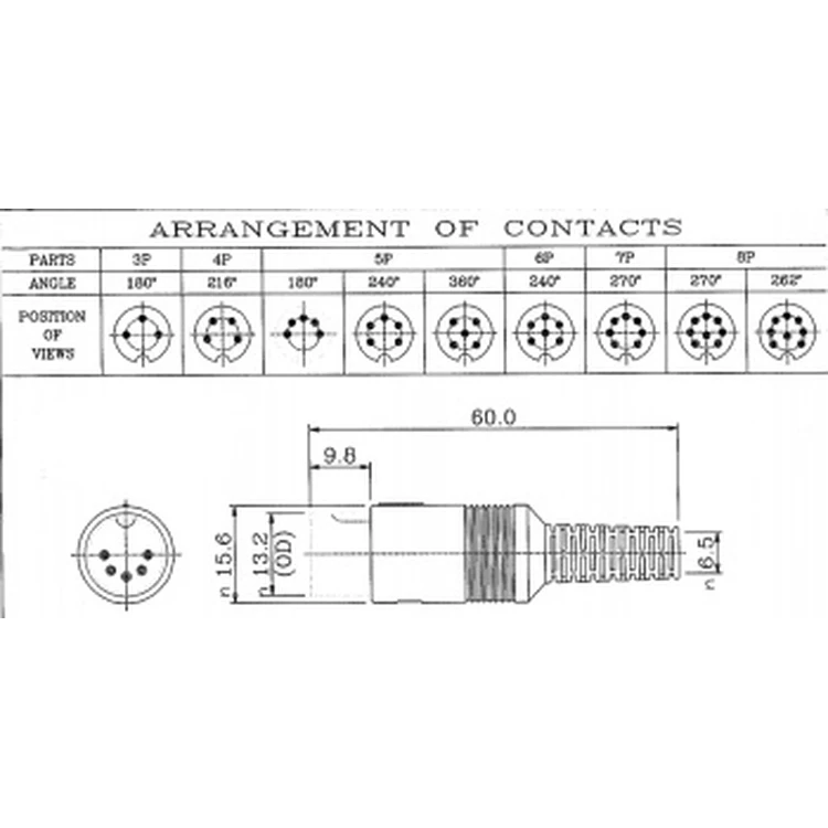 Factory Wholesale audio tv audio plug circular male connector 6 pin din
