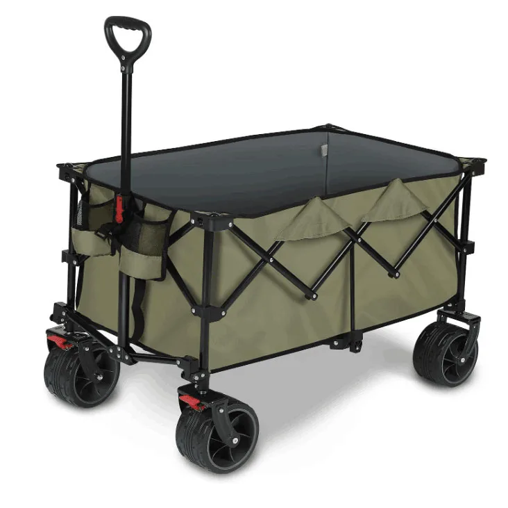 HOTO Outdoor Camping Garden Tool Foldable Picnic Camping Cart Collapsible Wagon Camping Cart  Beach Utility Cart Trolley Wagon
