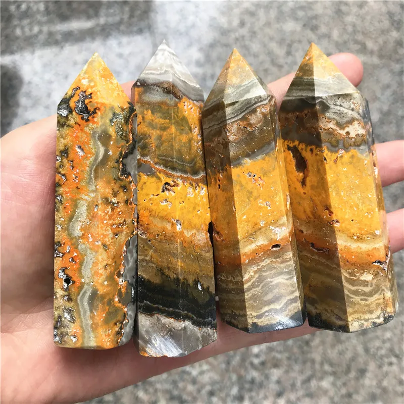 Wholesale high quality natural crystal point wand bumblebee jasper tower for decoration
