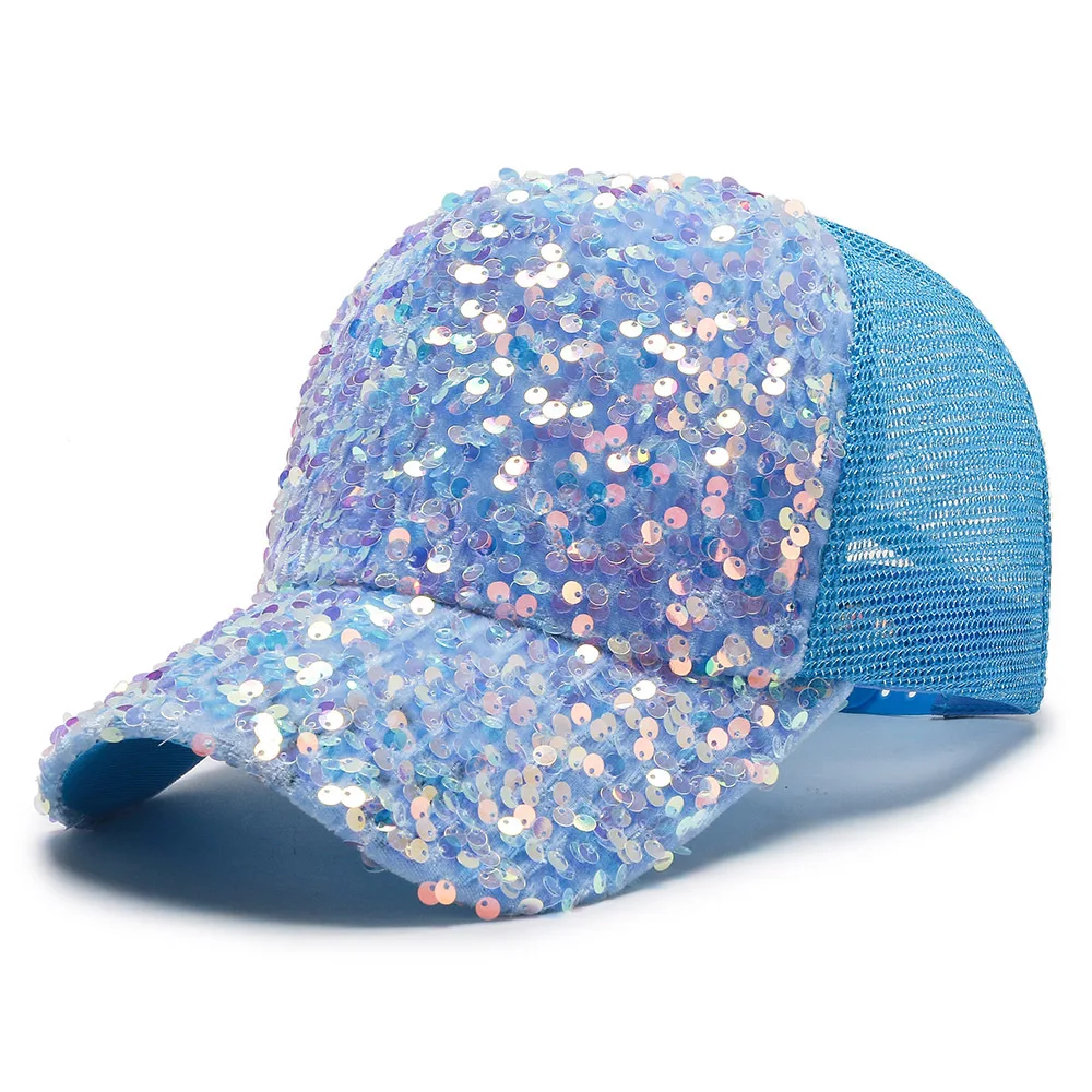 sequin fashion hat black bling  snapback closure baseball cap sequin cap for lady