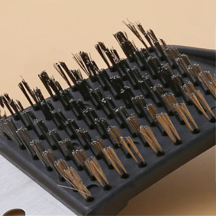 BBQ Cleaning Brush Grill Brush and Scraper Strong Plastic Handle BBQ Copper Wire Barbecue Cleaning Brush Black Color