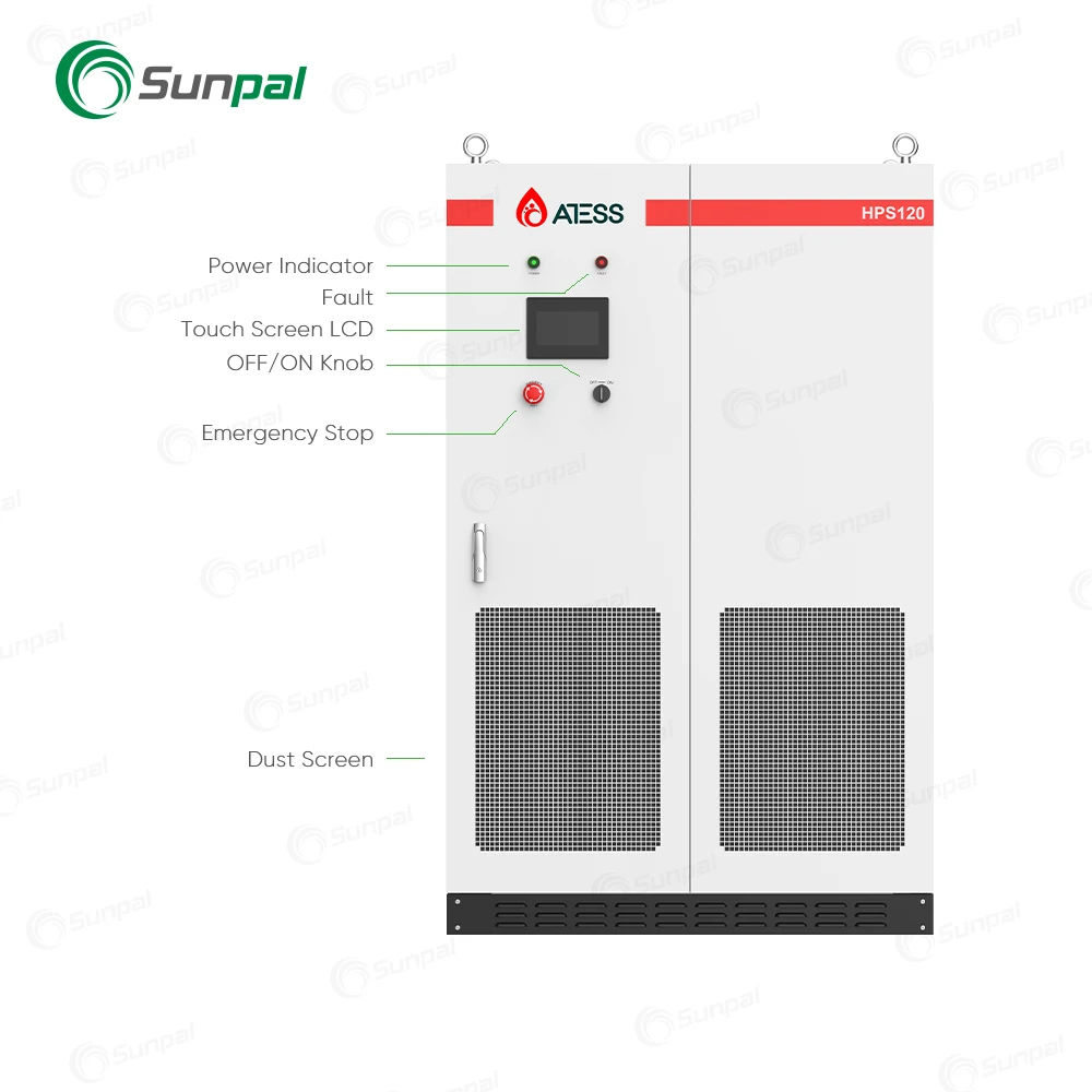 Atess Hps Smart Inverter 120Kw Hybrid Pv Storage Inverter With Battery For Industrial