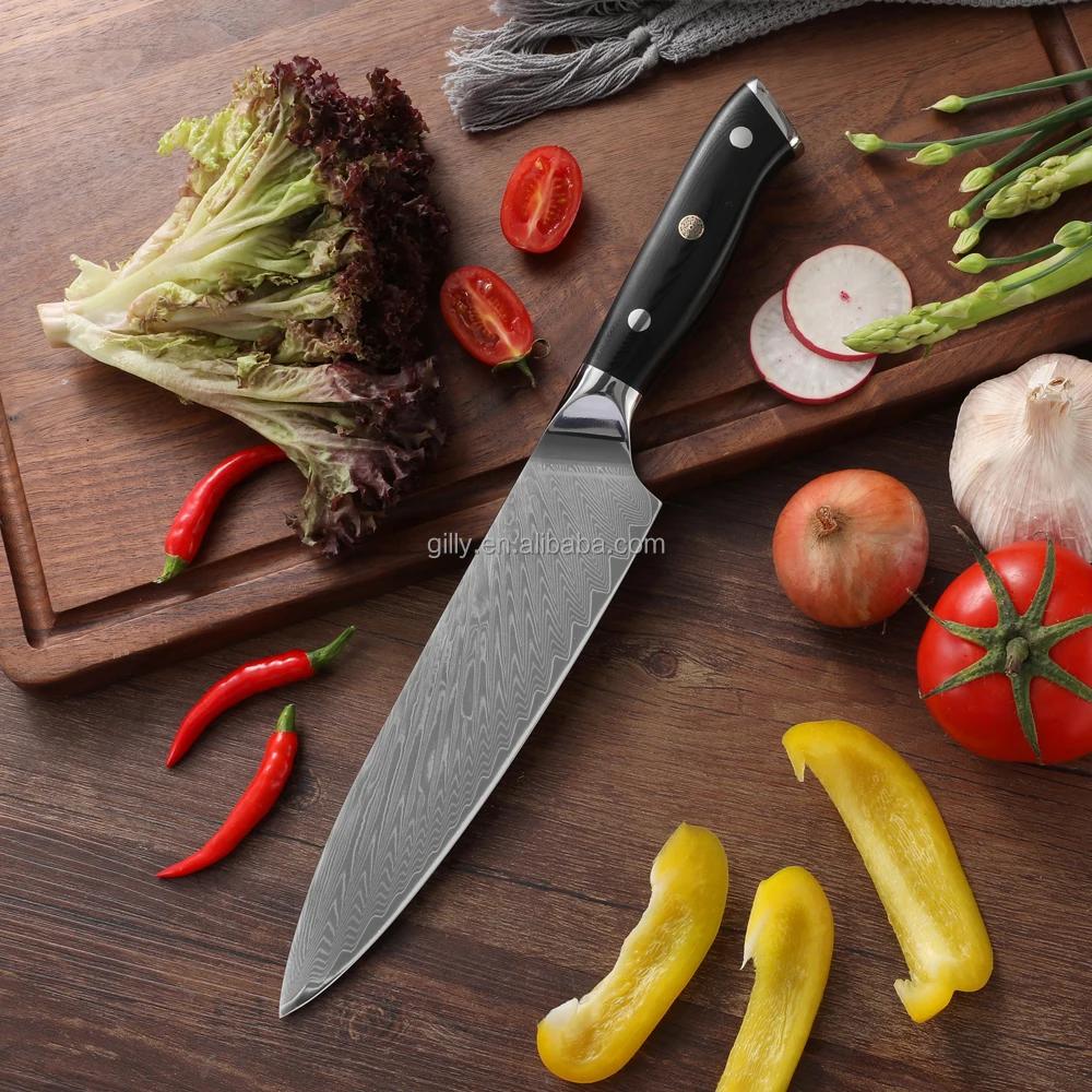 wholesale new designed kitchen damascus japanese chef knife with vg10 forged handle 2021 damascus steel cutlery gift set