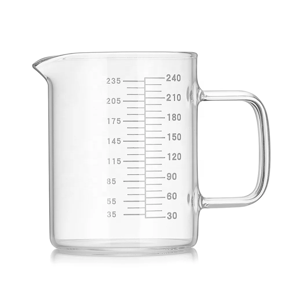 BCnmviku 240ML Measuring Glass Cup Glass Beaker For Kitchen Laboratory Heat Resistant Glass Kitchen Gadgets 2024