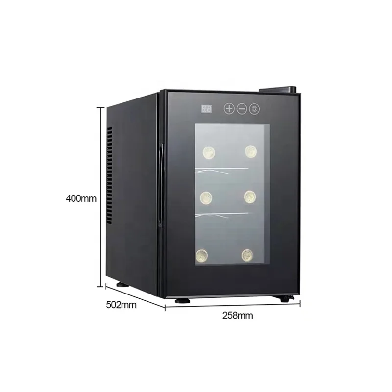 Best quality 6 bottles custom logo glass door small wine fridge cooler