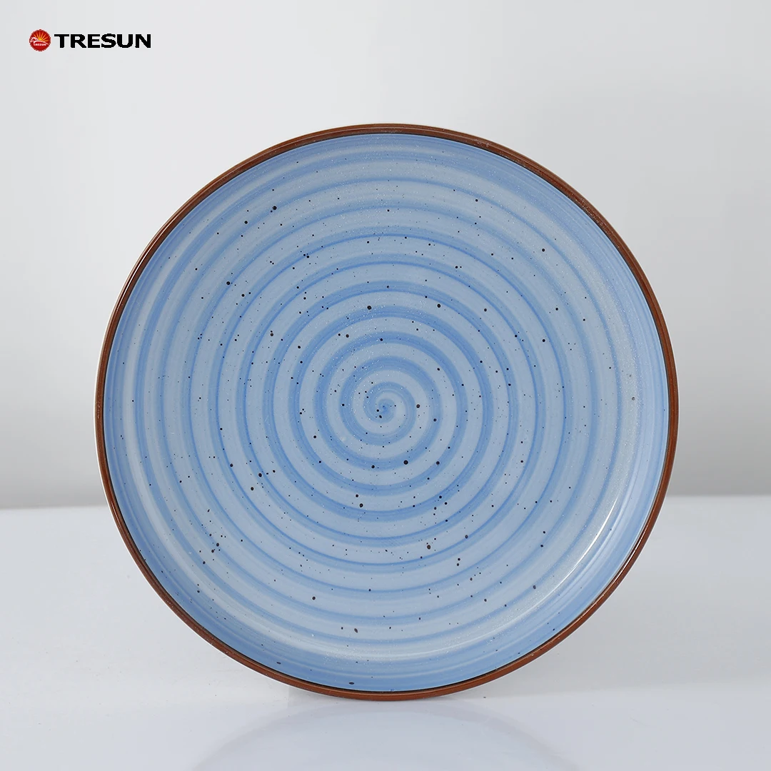 vintage look 12 24 pieces blue spirals pattern stoneware plates and bowls set dinnerware set service for 4
