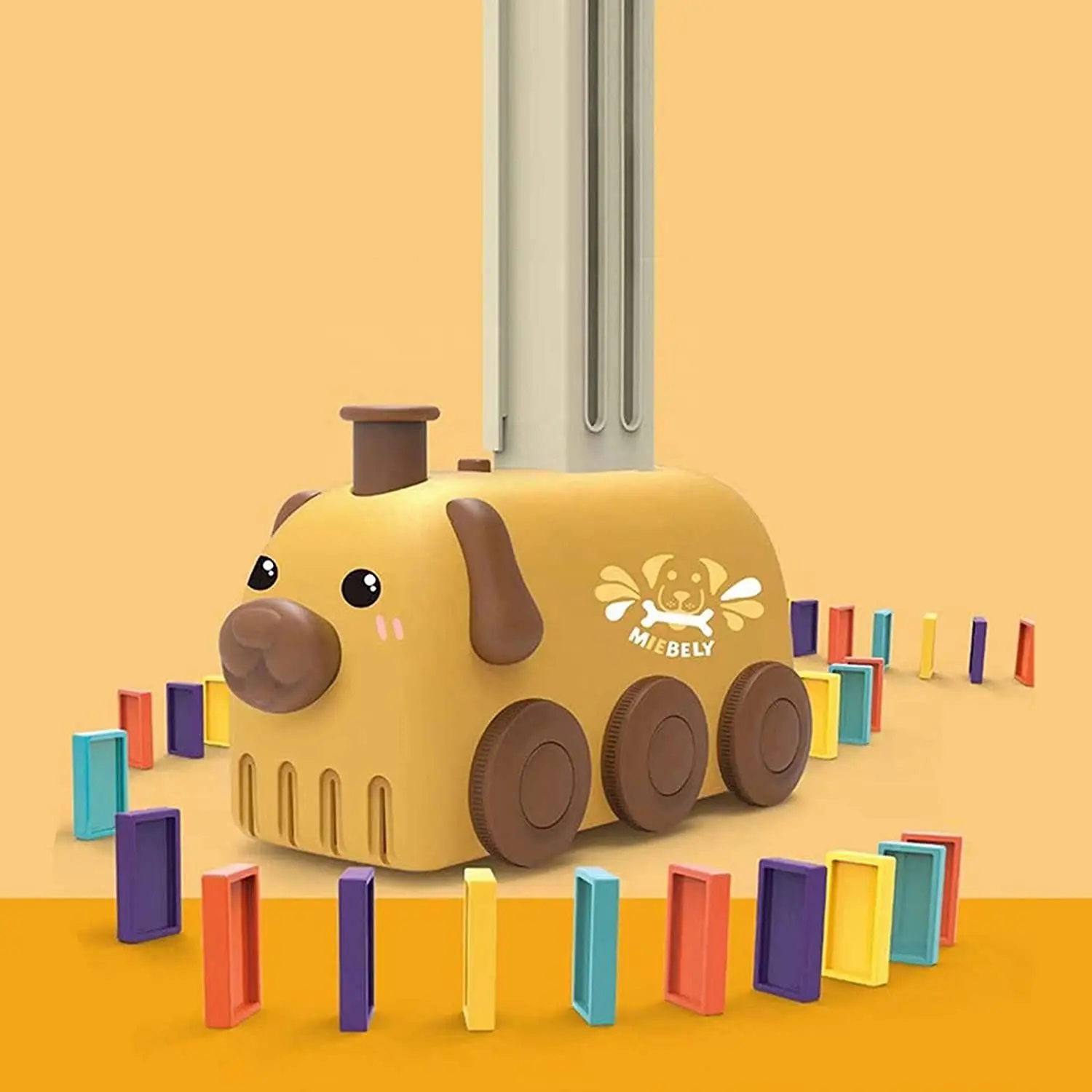 Self-Laying Electric Quickly Build Stacks Locomotive Automatic Domino Trains Building Blocks for Kids Toys with Light and Sound