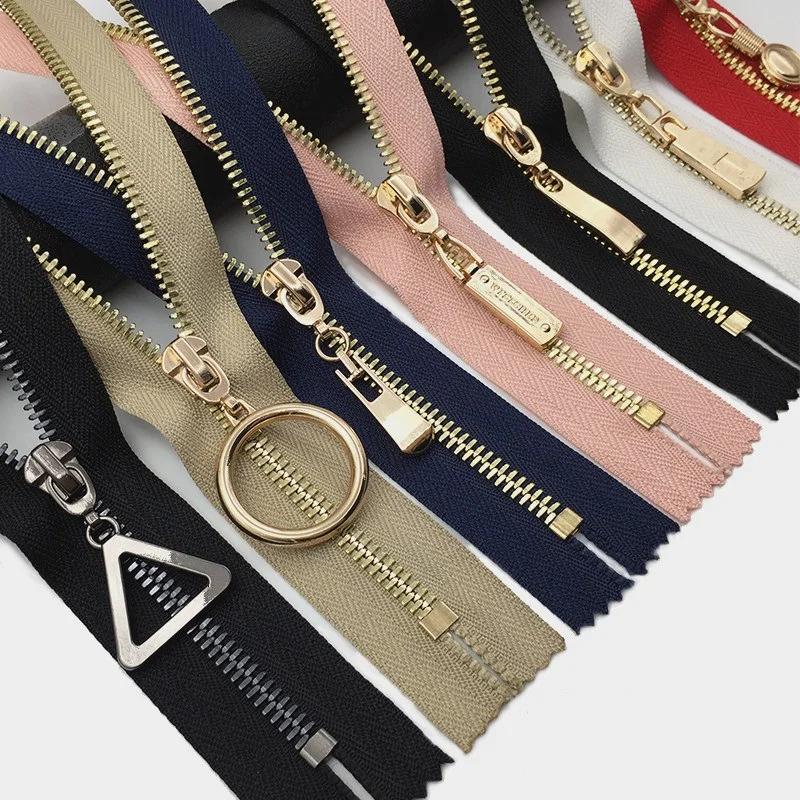 No. 5 zipper Corn teeth real copper zippered long clothes open tail zipper