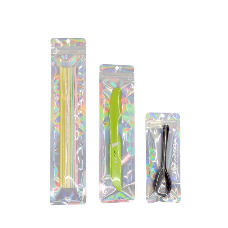 In Stock Makeup Brushes Plastic Packing Bags Resealable Zip Party Favor Accessories Foil Holographic
