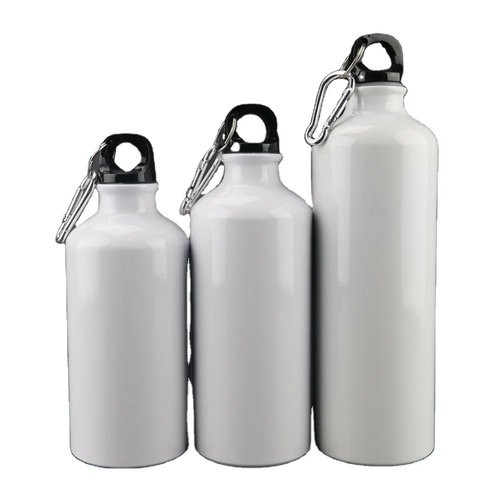 factory wholesale high quality 400/500/600ml aluminium metal sports bottle with 2 covers logo custom sublimation bottle