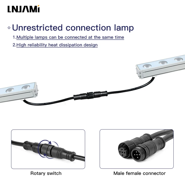 LNJAMI DC24V IP65 линейный фасадный светильник 24 Вт DMX RGB светодиодный настенный светильник для наружного водонепроницаемого архитектурного освещения