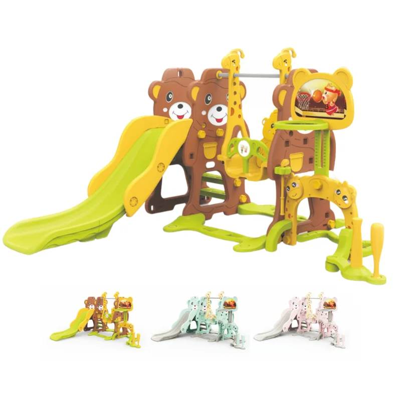 Детская недорогая крытая игровая площадка 4 в 1 3 детские пластиковые качели и горки для маленьких мальчиков