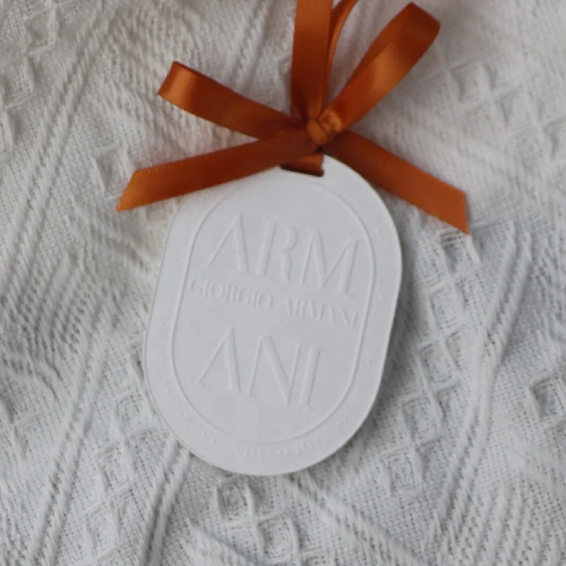 Logo Customized Hanging Oval Scented Ceramic Essential Oil Stone Perfume Tester Aromatherapy Diffuser