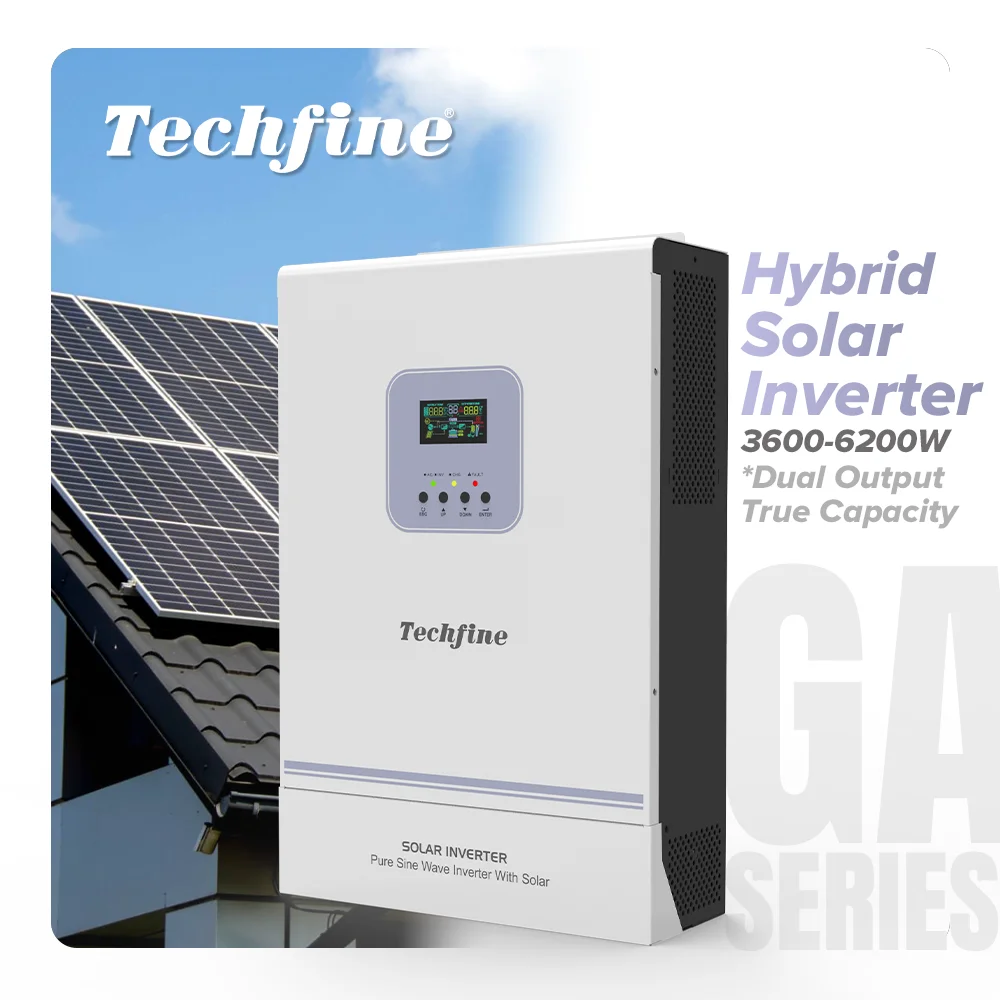 Techfine 6kw single phase solar inverter 6 kw batteryless hybrid inverter good price