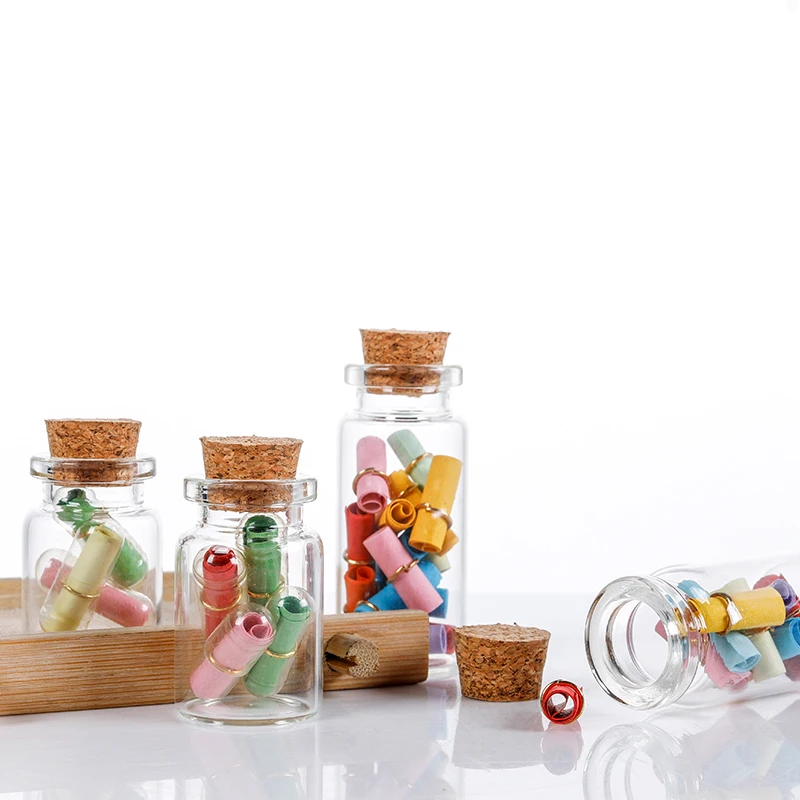 2021 Hot sale cute pendant glasses mini bottles wishing bottles with cork stoppers