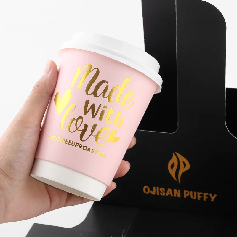 corrugated takeaway wholesale custom design green cardboard 16oz 12oz double wall with lid and sleeve branded coffee paper cup