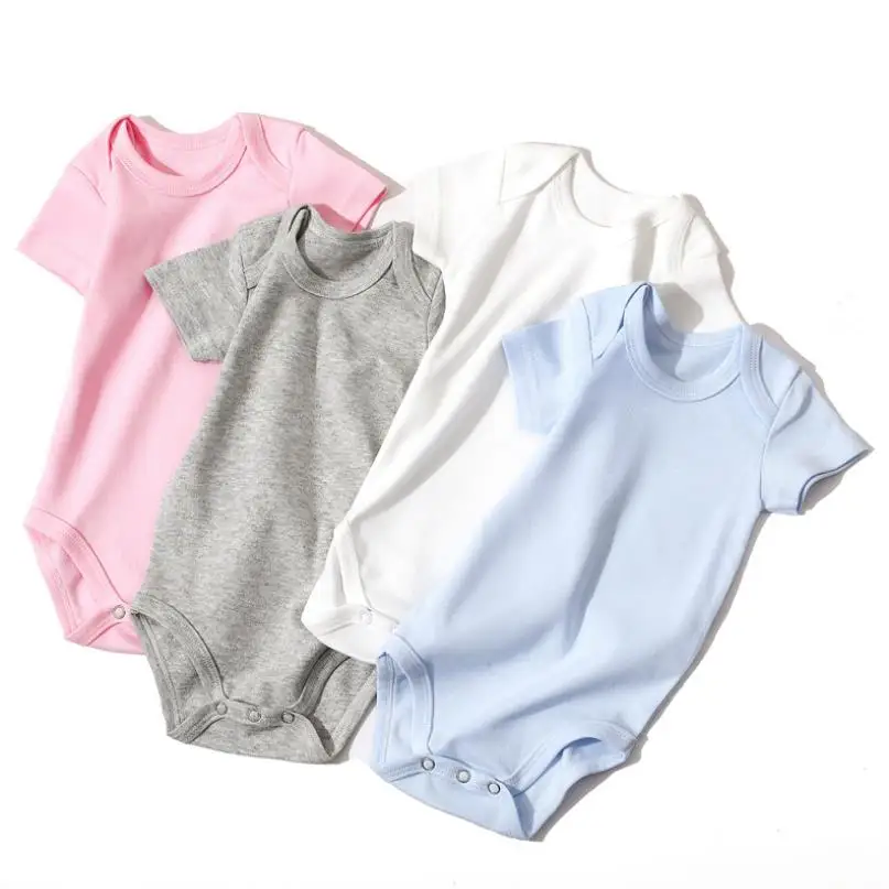 Baby plain romper newborn clothes 0-2 year old solid color romper Newborn baby clothes baby cotton romper