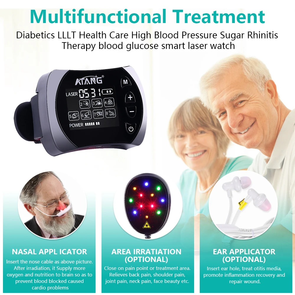 ATANG Promote blood circulation wrist watch blood glucose meter EMS equipment diabetes care laser treatment watch