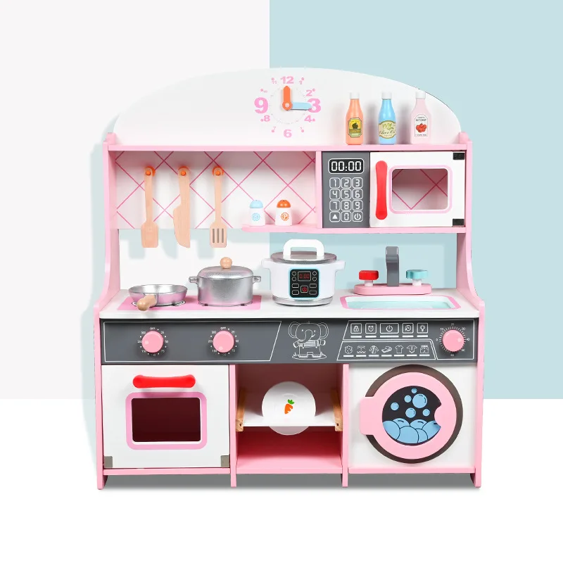 Hot Selling Custom  Role Play Set Kids Environmental friendly Wooden Kitchen Toys For Girls Toys Kitchen Play Set Cooking