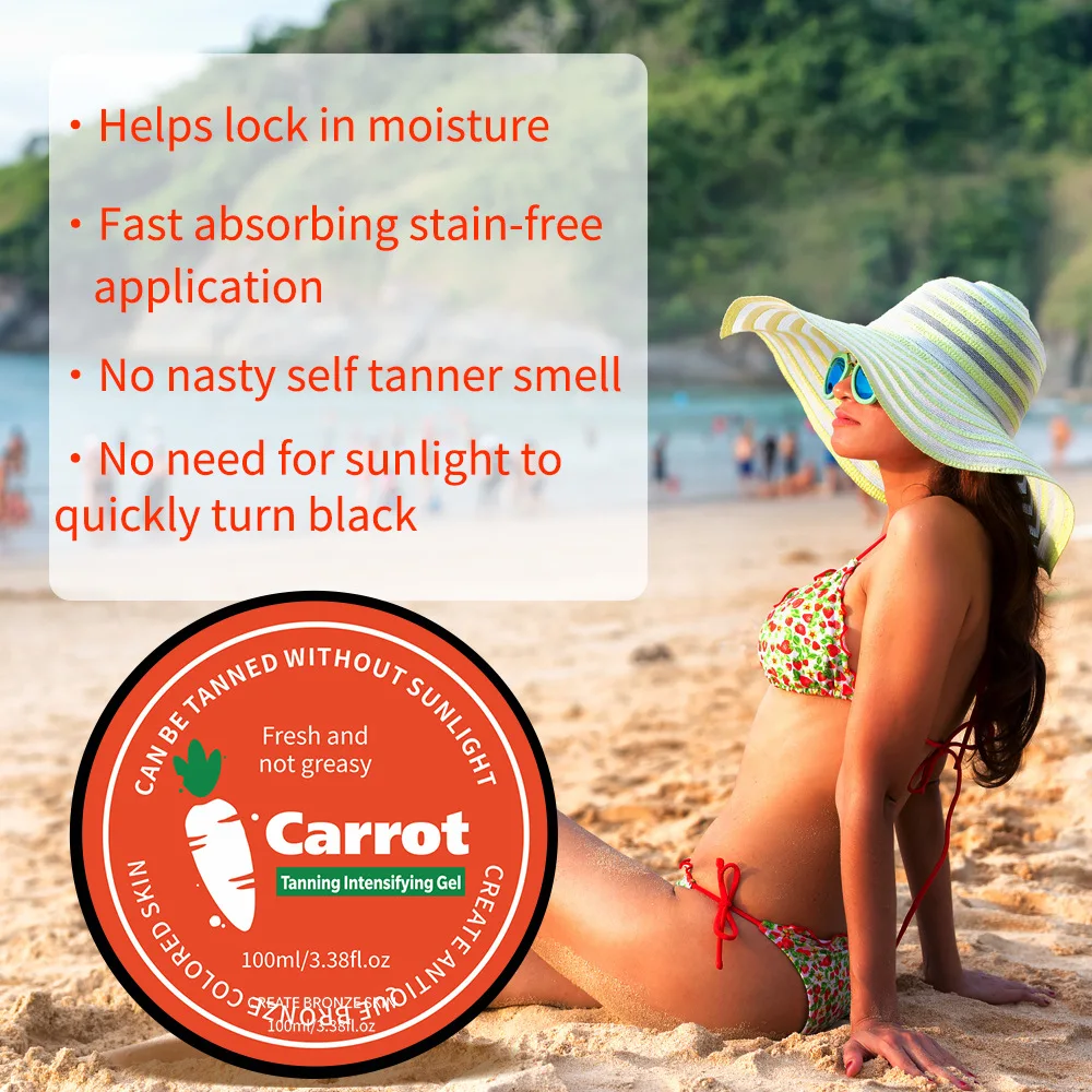 Intensive Natural Carrot Tanning Accelerator Cream Gel Brown Tanning Gel for Sunbeds Outdoor