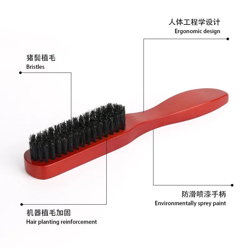 Wholesale Wooden Handle Boar Bristle Cleaning Brush Hairdressing Beard Brush Custom Anti Static Barber Hair Styling Comb