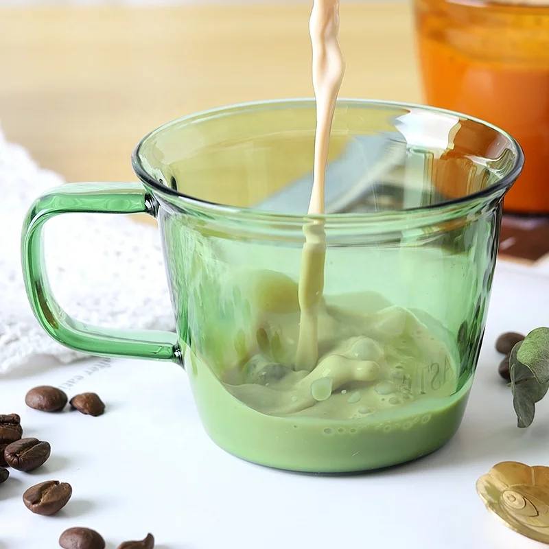 Cold Drinking Coffee Glasses Colorful High Borosilicate Glass Tea Cups Milk Mug Water Glass Cups With Handle