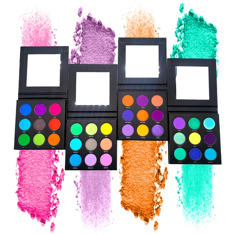 9 color talc free private label diy eyeshadow palette custom logo eyeshadow palette